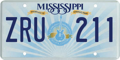 MS license plate ZRU211