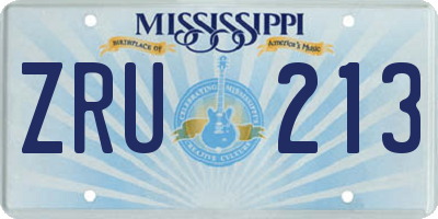 MS license plate ZRU213