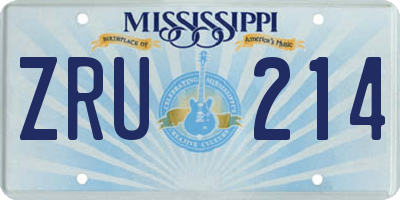 MS license plate ZRU214