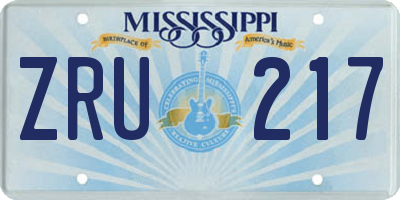MS license plate ZRU217