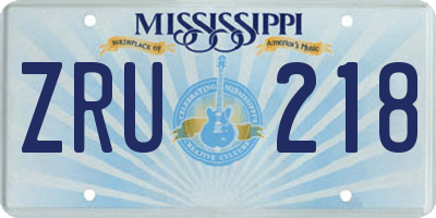 MS license plate ZRU218