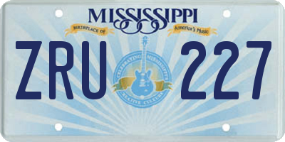 MS license plate ZRU227