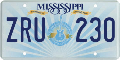 MS license plate ZRU230