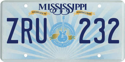 MS license plate ZRU232