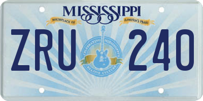 MS license plate ZRU240