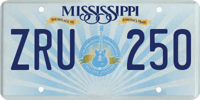 MS license plate ZRU250