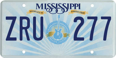 MS license plate ZRU277