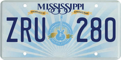 MS license plate ZRU280