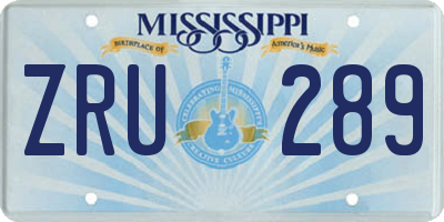 MS license plate ZRU289