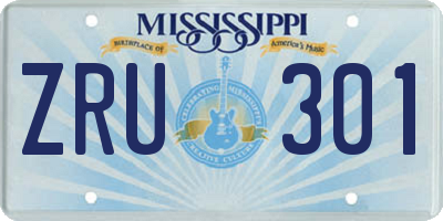 MS license plate ZRU301