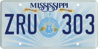 MS license plate ZRU303
