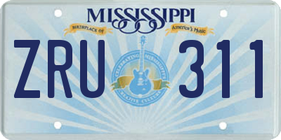 MS license plate ZRU311