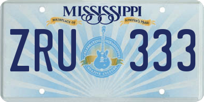 MS license plate ZRU333