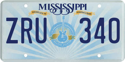 MS license plate ZRU340