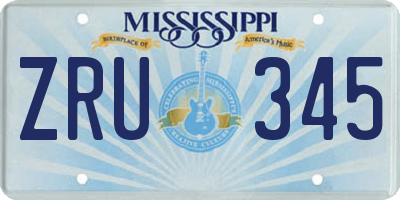 MS license plate ZRU345