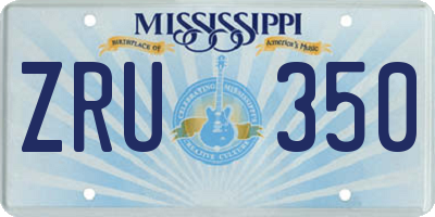 MS license plate ZRU350