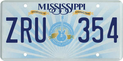 MS license plate ZRU354