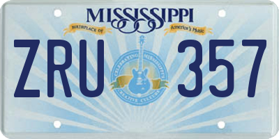 MS license plate ZRU357