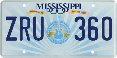 MS license plate ZRU360