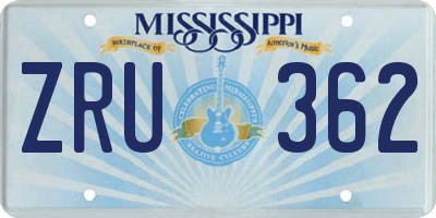 MS license plate ZRU362