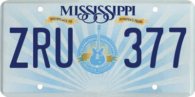 MS license plate ZRU377