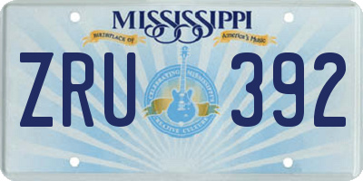 MS license plate ZRU392