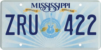 MS license plate ZRU422