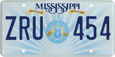 MS license plate ZRU454