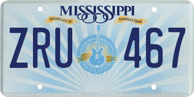 MS license plate ZRU467