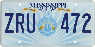 MS license plate ZRU472