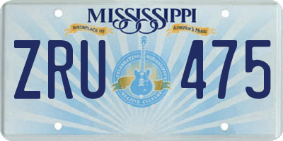 MS license plate ZRU475