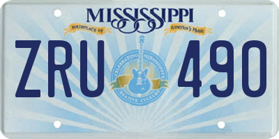 MS license plate ZRU490