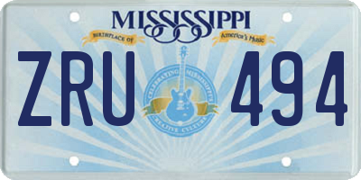 MS license plate ZRU494