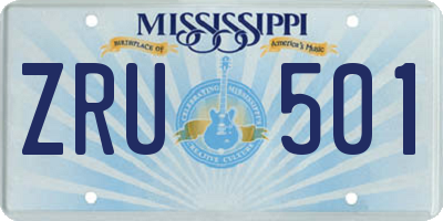 MS license plate ZRU501