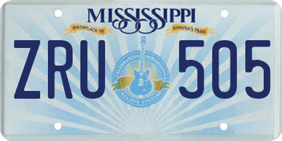 MS license plate ZRU505