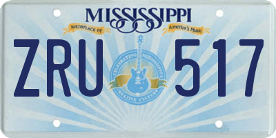 MS license plate ZRU517