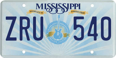 MS license plate ZRU540