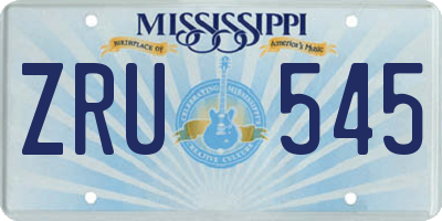 MS license plate ZRU545