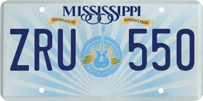 MS license plate ZRU550