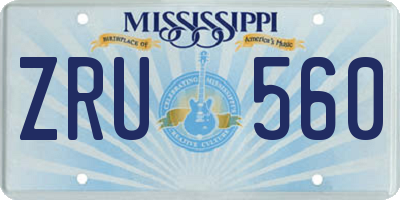 MS license plate ZRU560