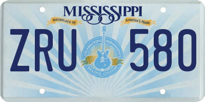 MS license plate ZRU580