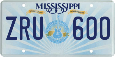 MS license plate ZRU600