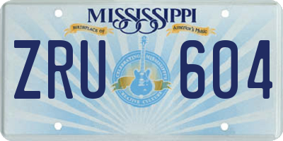 MS license plate ZRU604