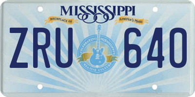 MS license plate ZRU640