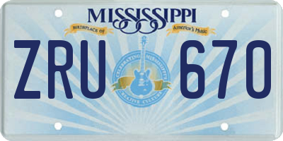 MS license plate ZRU670