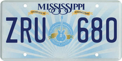 MS license plate ZRU680