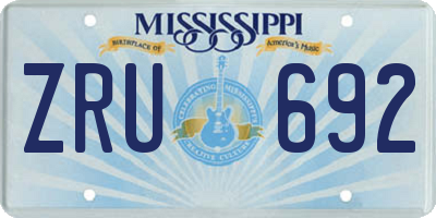 MS license plate ZRU692