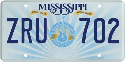 MS license plate ZRU702