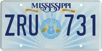 MS license plate ZRU731