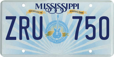 MS license plate ZRU750